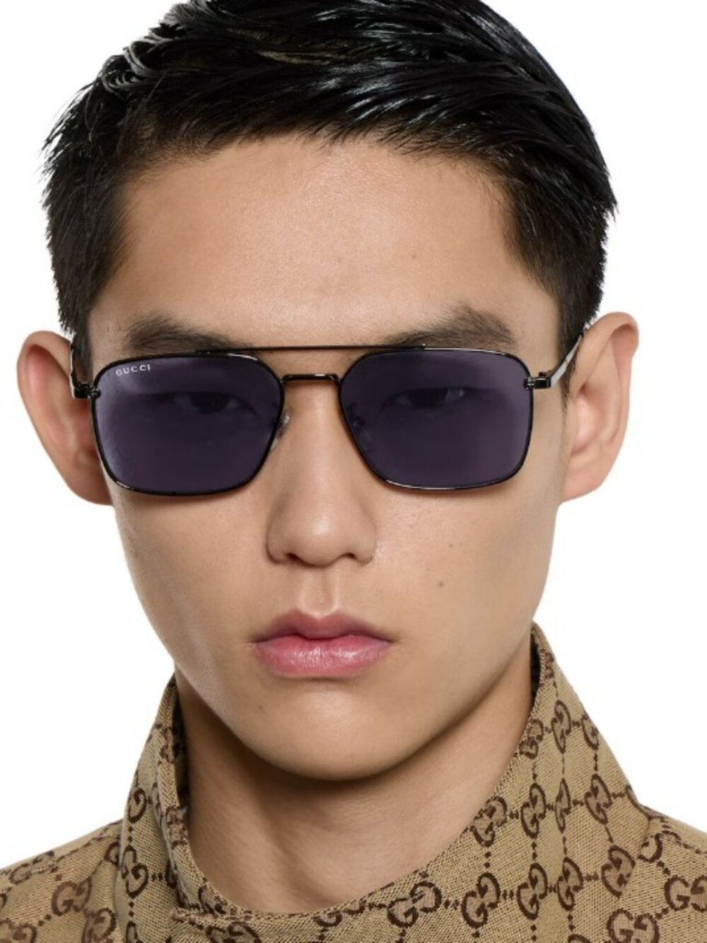 Gucci Women Sunglasses Ruthenium Violet Rectangular GG1957SA 003 NEW AUTHENTIC - Picture 13 of 14